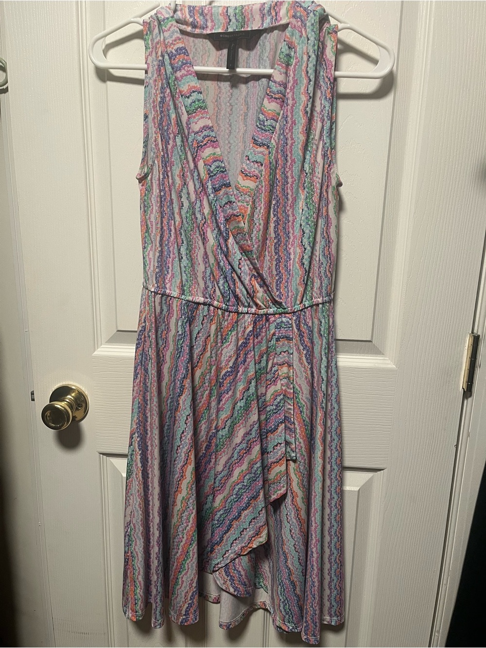 Sleeveless Multi-Color Pastel Wrap Dress by BCBGMaxAzria